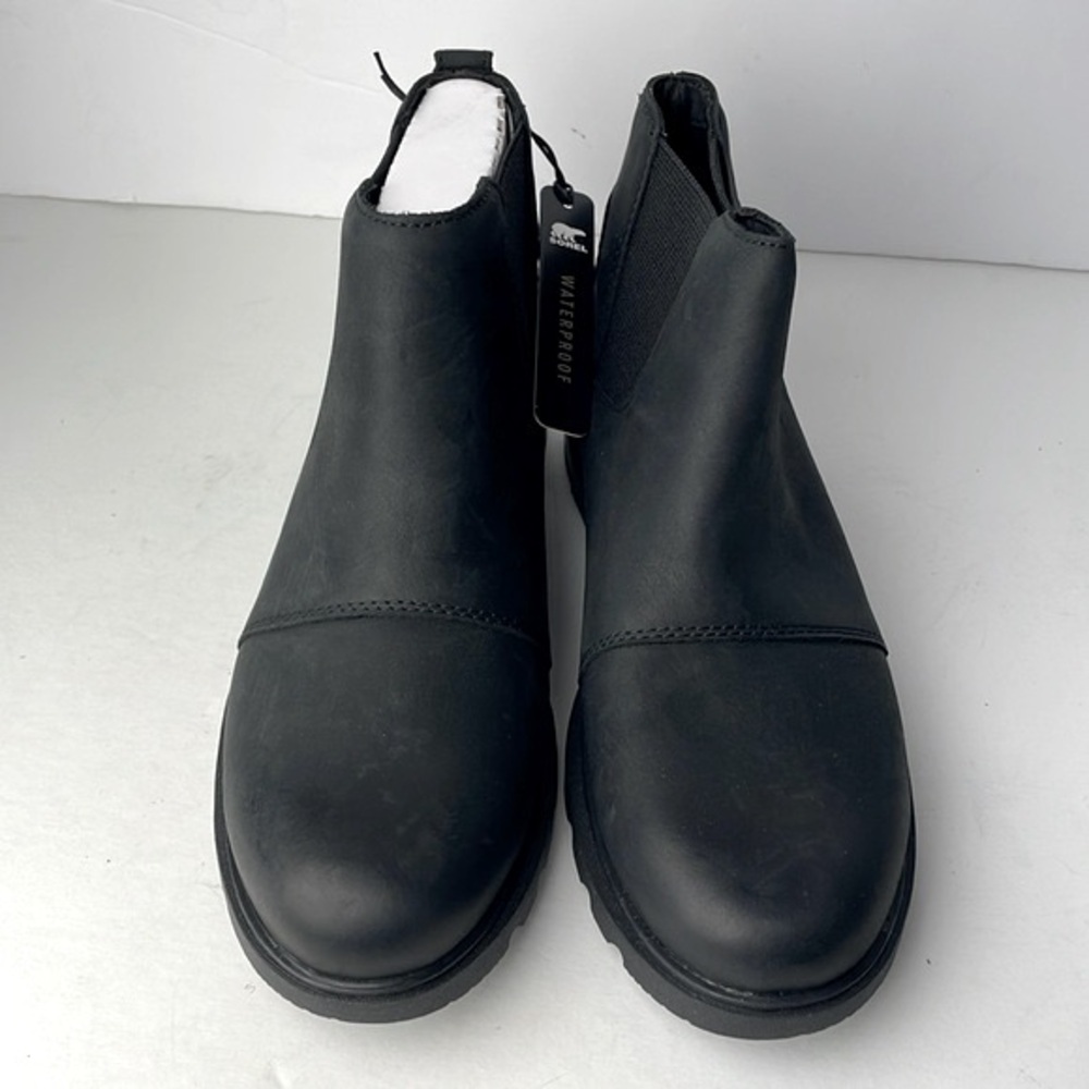 NEW Sorel Emelie 3 Chelsea Black Leather Ankle Boots - Picture 3 of 10